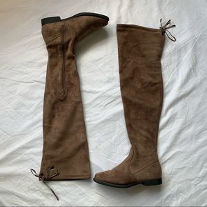 OVER THE KNEE TAUPE SUEDE BOOTS SIZE 7 | LILIANA